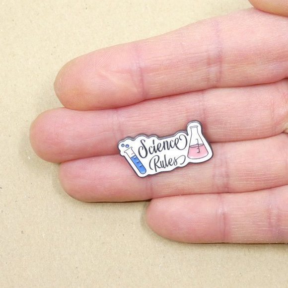 FREE ADD ON WITH PURCHASE Science Rules Lab Geek Enamel Pin - Picture 2 of 4